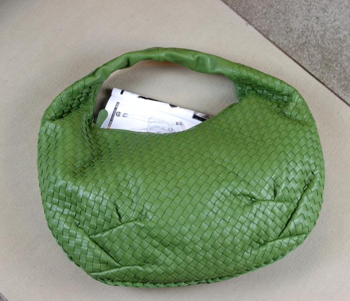 Bottega Veneta Woven Leather Small Hobo 5098s green